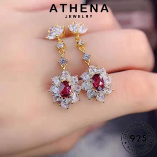 ATHENA JEWELRY แฟชั่น เครื่องประดับ วงรี Silver แท้ เกาหลี ทองทับทิม 925 ตุ้มหู หนีบ ต้นฉบับ เครื่องประดับ เงิน ต่างหู ห่วง ผู้หญิง E1247