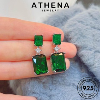 ATHENA JEWELRY เงิน ต้นฉบับ ผู้หญิง 925 มรกต แท้ เครื่องประดับ Silver ห่วง เกาหลี ต่างหู หนีบ เครื่องประดับ คอลัมน์สี่เหลี่ยม แฟชั่น ตุ้มหู E1253