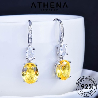 ATHENA JEWELRY วงรี ต่างหู แฟชั่น 925 เครื่องประดับ ซิทริน ผู้หญิง เงิน Silver เกาหลี ห่วง เครื่องประดับ ต้นฉบับ แท้ ตุ้มหู หนีบ E1254