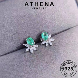 ATHENA JEWELRY ต่างหู 925 หนีบ ผู้หญิง ห่วง เกาหลี เงิน Silver เครื่องประดับ มรกต ต้นฉบับ ดอกไม้ แฟชั่น แท้ ตุ้มหู เครื่องประดับ E1257