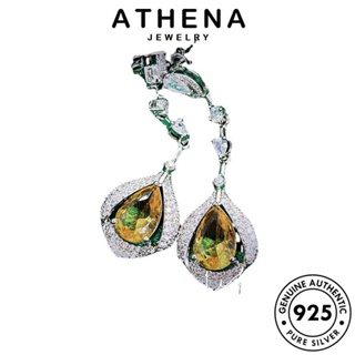 ATHENA JEWELRY เกาหลี Silver หนีบ แฟชั่น ต่างหู ซิทริน ทรงหยดน้ำ ห่วง แท้ ผู้หญิง 925 เครื่องประดับ ต้นฉบับ เงิน เครื่องประดับ ตุ้มหู E1261