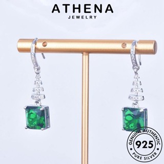 ATHENA JEWELRY ห่วง ผู้หญิง 925 แฟชั่น ต้นฉบับ เครื่องประดับ ตุ้มหู มรกต Silver เงิน วงรี หนีบ ต่างหู เกาหลี เครื่องประดับ แท้ E1262