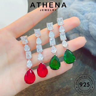 ATHENA JEWELRY ทับทิม ตุ้มหู รูปร่างลูกแพร์ 925 Silver ต่างหู เครื่องประดับ แฟชั่น เครื่องประดับ เงิน ห่วง เกาหลี ต้นฉบับ หนีบ ผู้หญิง แท้ E1266