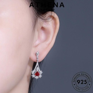 ATHENA JEWELRY เกาหลี ผู้หญิง เงิน Silver หนีบ รูปร่างลูกแพร์ ห่วง ทับทิม เครื่องประดับ ต้นฉบับ ต่างหู แท้ แฟชั่น 925 ตุ้มหู เครื่องประดับ E1269