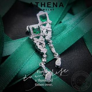 ATHENA JEWELRY สี่เหลี่ยม แท้ ผู้หญิง หนีบ เกาหลี ต่างหู เครื่องประดับ มรกต เงิน ต้นฉบับ ตุ้มหู Silver แฟชั่น ห่วง 925 เครื่องประดับ E1270