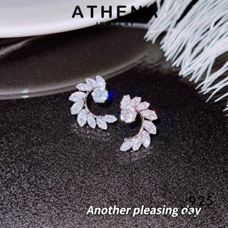 ATHENA JEWELRY เครื่องประดับ ใบไม้ เกาหลี หนีบ 925 แท้ ห่วง ต้นฉบับ Silver ต่างหู เครื่องประดับ แฟชั่น มอยส์ซาไนท์ไดมอนด์ ผู้หญิง เงิน ตุ้มหู E1230