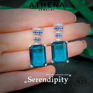 ATHENA JEWELRY แท้ หนีบ อความารีน เครื่องประดับ เงิน 925 แฟชั่น เกาหลี ต้นฉบับ ต่างหู ห่วง ผู้หญิง ตุ้มหู คอลัมน์สี่เหลี่ยม Silver เครื่องประดับ E1232