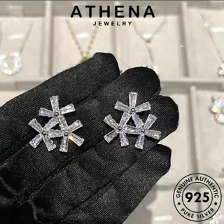 ATHENA JEWELRY ผู้หญิง แท้ เครื่องประดับ หนีบ ต่างหู เครื่องประดับ ตุ้มหู ห่วง ต้นฉบับ แฟชั่น Silver มอยส์ซาไนท์ไดมอนด์ เงิน 925 เกาหลี ดอกไม้ E1277