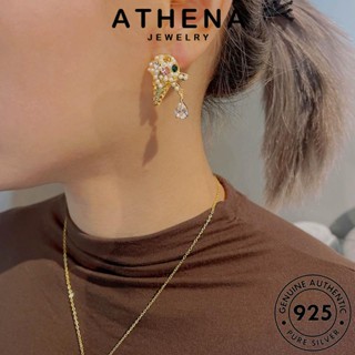 ATHENA JEWELRY เครื่องประดับ ไข่มุกทอง Silver 925 ต่างหู ห่วง หนีบ เครื่องประดับ ตุ้มหู ต้นฉบับ แฟชั่น ไอศครีม แท้ เกาหลี ผู้หญิง เงิน E1286