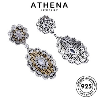 ATHENA JEWELRY 925 แฟชั่น เครื่องประดับ Silver แท้ ตุ้มหู เครื่องประดับ เกาหลี เงิน ห่วง หนีบ ซิทริน ต้นฉบับ ลูกไม้ผ่านดอกไม้ ต่างหู ผู้หญิง E1295