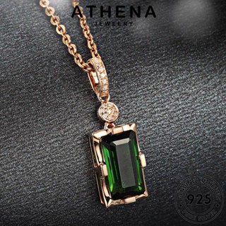 ATHENA JEWELRY ต้นฉบับ Silver สร้อยคอ เครื่องประดับ เงิน 925 ผู้หญิง เครื่องประดับ ทองมรกต แฟชั่น จี้ แท้ เพชรสี่เหลี่ยมแฟชั่น เกาหลี N35