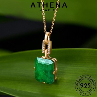 ATHENA JEWELRY เครื่องประดับ Silver ต้นฉบับ แฟชั่น เกาหลี สร้อยคอ มรกต เพชรสี่เหลี่ยมแฟชั่น เครื่องประดับ ผู้หญิง 925 จี้ เงิน แท้ N159