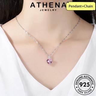 ATHENA JEWELRY แท้ คริสตัลเพชรสีชมพู เครื่องประดับ ผู้หญิง เงิน รักแฟชั่น สร้อยคอ 925 เกาหลี Silver แฟชั่น เครื่องประดับ จี้ ต้นฉบับ N351