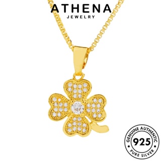 ATHENA JEWELRY ผู้หญิง แท้ เครื่องประดับ เกาหลี สร้อยคอ Silver จี้ มอยส์ซาไนท์ไดมอนด์ เครื่องประดับ ลัคกี้โคลเวอร์ 925 แฟชั่น เงิน ต้นฉบับ N491