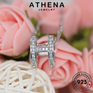 ATHENA JEWELRY H เงิน ผู้หญิง มอยส์ซาไนท์ไดมอนด์ เครื่องประดับ 925 เกาหลี แท้ ต้นฉบับ เครื่องประดับ Silver จี้ ตัวอักษร แฟชั่น สร้อยคอ N593