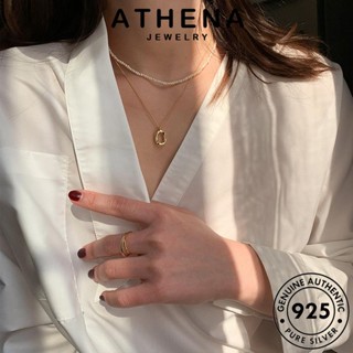 ATHENA JEWELRY ผู้หญิง สร้อยคอ แท้ เครื่องประดับ วงกลมง่ายๆ จี้ 925 เกาหลี Silver ต้นฉบับ เครื่องประดับ ทอง แฟชั่น เงิน N638