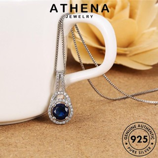 ATHENA JEWELRY ต้นฉบับ 925 แฟชั่น Silver วงกลมสร้างสรรค์ ผู้หญิง สร้อยคอ เงิน แท้ จี้ เกาหลี เครื่องประดับ เครื่องประดับ ไพลิน N358