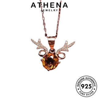 ATHENA JEWELRY จี้ ทองซิทริน Silver แท้ ต้นฉบับ ผู้หญิง แฟชั่น เครื่องประดับ สร้อยคอ กวางน่ารัก 925 เกาหลี เครื่องประดับ เงิน N939