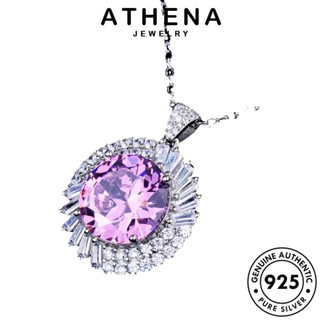 ATHENA JEWELRY แฟชั่น แท้ Silver ผู้หญิง สร้อยคอ คริสตัลเพชรสีชมพู รอบแฟชั่น เครื่องประดับ เกาหลี เครื่องประดับ 925 ต้นฉบับ จี้ เงิน N941