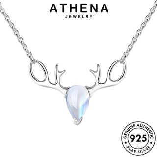 ATHENA JEWELRY ต้นฉบับ เขากวางธรรมดา เงิน เครื่องประดับ เครื่องประดับ Silver 925 แฟชั่น แท้ ผู้หญิง มูนสโตน สร้อยคอ จี้ เกาหลี N970