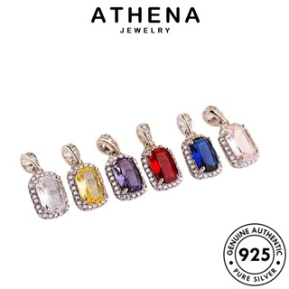 ATHENA JEWELRY เงิน เครื่องประดับ 925 ทองซิทริน เครื่องประดับ ผู้หญิง Silver ต้นฉบับ เพชรสี่เหลี่ยมเรียบง่าย จี้ แท้ เกาหลี แฟชั่น สร้อยคอ N743