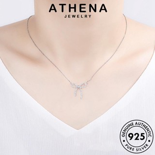 ATHENA JEWELRY จี้ เงิน ไดมอนด์ แท้ สร้อยคอ 925 โบว์แฟชั่น เกาหลี โกลด์ ผู้หญิง เครื่องประดับ มอยส์ซาไนท์ ต้นฉบับ เครื่องประดับ Silver แฟชั่น N1002