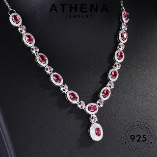 ATHENA JEWELRY Silver เกาหลี จี้ 925 สร้อยคอ ทับทิม เครื่องประดับ วงรีแฟชั่น แฟชั่น แท้ ผู้หญิง เงิน เครื่องประดับ ต้นฉบับ N1031