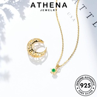 ATHENA JEWELRY ผู้หญิง ดวงจันทร์แฟชั่น มอยส์ซาไนท์ไดมอนด์ แท้ 925 Silver แฟชั่น เกาหลี เครื่องประดับ จี้ เครื่องประดับ เงิน สร้อยคอ ต้นฉบับ N1078