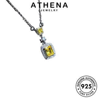 ATHENA JEWELRY เกาหลี เครื่องประดับ เงิน จี้ ผู้หญิง พลอยสีม่วง แท้ แฟชั่น 925 เครื่องประดับ ต้นฉบับ เพชรเหลี่ยมคลาสสิค สร้อยคอ Silver N1082