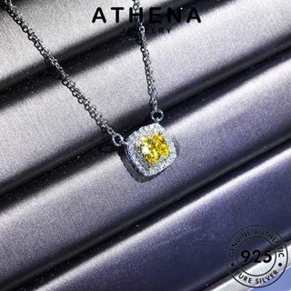 ATHENA JEWELRY จี้ ผู้หญิง เงิน เครื่องประดับ เกาหลี Silver แท้ เครื่องประดับ เพชรสี่เหลี่ยมแฟชั่น สร้อยคอ พลอยสีม่วง 925 ต้นฉบับ แฟชั่น N1092