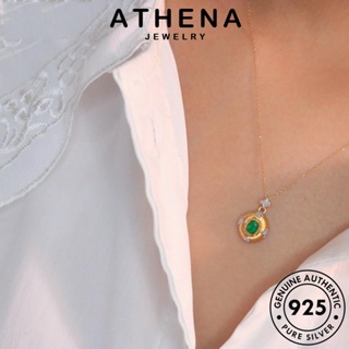 ATHENA JEWELRY เงิน Silver 925 เครื่องประดับ เครื่องประดับ เกาหลี ต้นฉบับ แฟชั่น วงกลมสร้างสรรค์ ผู้หญิง สร้อยคอ มรกต แท้ จี้ N1108