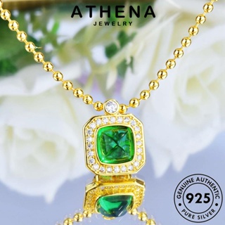 ATHENA JEWELRY 925 ผู้หญิง แท้ จี้ สร้อยคอ แฟชั่นคิวบ์ เครื่องประดับ ต้นฉบับ แฟชั่น มรกต เกาหลี Silver เงิน เครื่องประดับ N1118