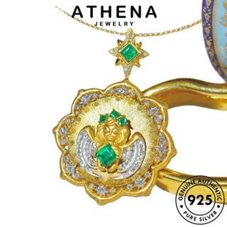 ATHENA JEWELRY ผู้หญิง แฟชั่น เครื่องประดับ เกาหลี มรกต จี้ เครื่องประดับ Silver สร้อยคอ 925 เงิน นางฟ้าแฟชั่น ต้นฉบับ แท้ N1136