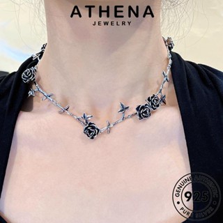 ATHENA JEWELRY จี้ แฟชั่น เงิน ต้นฉบับ ผู้หญิง เครื่องประดับ กุหลาบวินเทจ 925 เกาหลี สร้อยคอ แท้ เครื่องประดับ Silver N1150