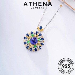 ATHENA JEWELRY ไพลิน ต้นฉบับ สร้อยคอ จี้ รอบแฟชั่น แฟชั่น เครื่องประดับ เงิน เกาหลี เครื่องประดับ 925 Silver แท้ ผู้หญิง N1168