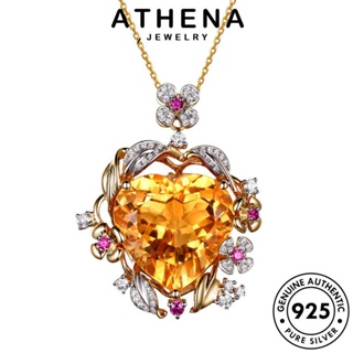 ATHENA JEWELRY แฟชั่น 925 เงิน ซิทริน สร้อยคอ เกาหลี แท้ เครื่องประดับ เครื่องประดับ แฟชั่น ต้นฉบับ ผู้หญิง จี้ Silver N1172