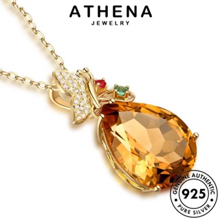 ATHENA JEWELRY แฟชั่น เครื่องประดับ จี้ ผู้หญิง แท้ เกาหลี เครื่องประดับ สร้อยคอ Silver เงิน ซิทริน ผีเสื้อที่สร้างสรรค์ ต้นฉบับ 925 N1176