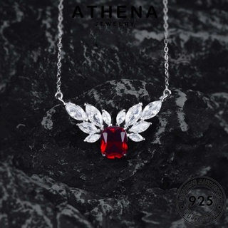 ATHENA JEWELRY เครื่องประดับ แฟชั่น ต้นฉบับ เครื่องประดับ ผู้หญิง Silver พระคุณ สร้อยคอ ทับทิม 925 แท้ จี้ เกาหลี เงิน N1119