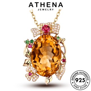 ATHENA JEWELRY ผู้หญิง Silver สร้อยคอ ซิทริน วงรีแฟชั่น 925 ต้นฉบับ เครื่องประดับ เครื่องประดับ แท้ แฟชั่น จี้ เงิน เกาหลี N1179