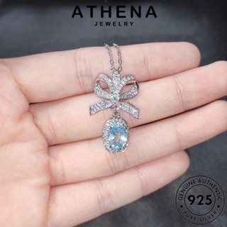 ATHENA JEWELRY สร้อยคอ จี้ ต้นฉบับ 925 แฟชั่น เครื่องประดับ เครื่องประดับ ผู้หญิง โบว์สร้างสรรค์ เกาหลี แท้ Silver เงิน ไพลิน N1269