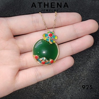 ATHENA JEWELRY Silver ต้นฉบับ เครื่องประดับ ผู้หญิง เครื่องประดับ หยก เกาหลี เงิน แท้ รอบแฟชั่น 925 จี้ แฟชั่น สร้อยคอ N1272