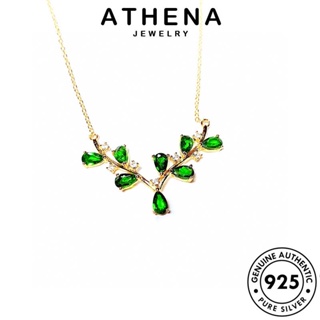 ATHENA JEWELRY สร้อยคอ ต้นฉบับ แท้ แฟชั่น เขากวางที่ทันสมัย เครื่องประดับ เครื่องประดับ เงิน ผู้หญิง เกาหลี 925 จี้ Silver ทองมรกต N1288