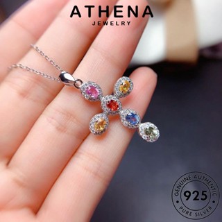 ATHENA JEWELRY แฟชั่น จี้ เกาหลี ไพลิน 925 เครื่องประดับ ผู้หญิง Silver เครื่องประดับ เงิน แท้ สร้อยคอ ข้ามหรูหรา ต้นฉบับ N1289