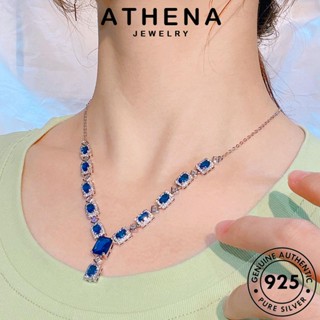 ATHENA JEWELRY ผู้หญิง แฟชั่น สร้อยคอ จี้ เครื่องประดับ เกาหลี แท้ เงิน เครื่องประดับ ต้นฉบับ ไพลิน หรูหรา Silver 925 N1313