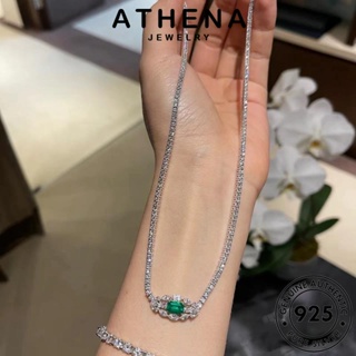 ATHENA JEWELRY แฟชั่น เงิน ต้นฉบับ ผู้หญิง จี้ สร้อยคอ Silver เครื่องประดับ 925 เกาหลี แท้ มรกต เครื่องประดับ หรูหรา N1324