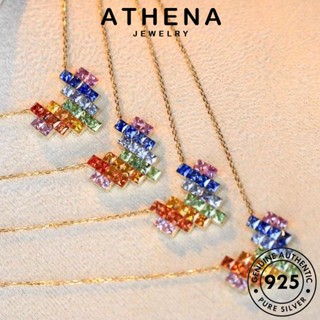 ATHENA JEWELRY แฟชั่น เงิน แฟชั่น ไพลิน ผู้หญิง เครื่องประดับ สร้อยคอ แท้ Silver ต้นฉบับ 925 จี้ เกาหลี เครื่องประดับ N1344