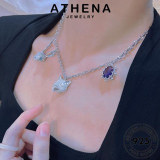 ATHENA JEWELRY เงิน ผู้หญิง ต้นฉบับ 925 เครื่องประดับ สร้อยคอ จี้ กระต่ายน่ารัก แฟชั่น เกาหลี พลอยสีม่วง Silver แท้ เครื่องประดับ N1346