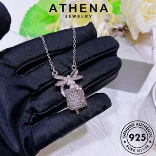 ATHENA JEWELRY โบว์แฟชั่น มอยส์ซาไนท์ไดมอนด์ Silver เกาหลี เงิน จี้ สร้อยคอ แท้ เครื่องประดับ ต้นฉบับ แฟชั่น ผู้หญิง 925 เครื่องประดับ N1366