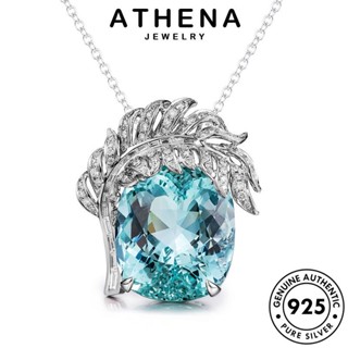 ATHENA JEWELRY 925 Silver เครื่องประดับ ต้นฉบับ ผู้หญิง ขนนกที่หรูหรา แฟชั่น เครื่องประดับ จี้ แท้ เกาหลี ไพลิน เงิน สร้อยคอ N1376