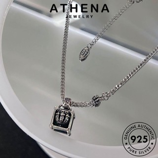 ATHENA JEWELRY แฟชั่น แท้ เครื่องประดับ เพชรสี่เหลี่ยมแฟชั่น เกาหลี สร้อยคอ ผู้หญิง ต้นฉบับ เงิน เครื่องประดับ Silver จี้ มรกต 925 N1382